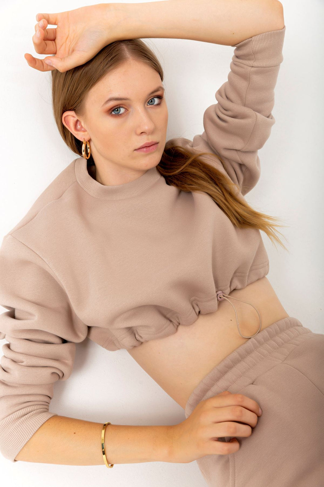 KKT Third Knit With Wool İnside Fabric Long Sleeve Hooded Women Sweatshirt - Chanterelle  - Stuttgart