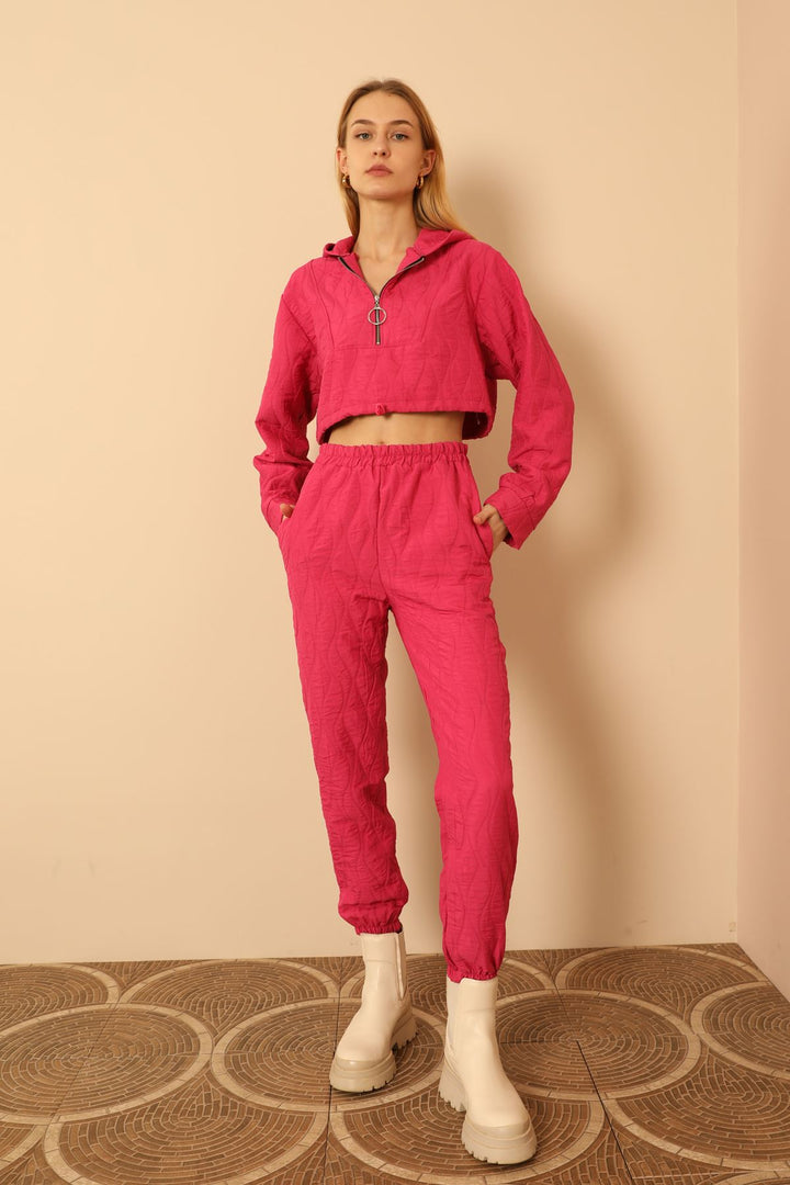 KKT Jakar Fabric Onion Pattern Women Sweatpants-Fuchia - Ciudad Hidalgo