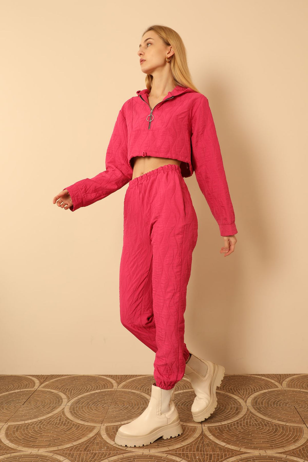 KKT Jakar Fabric Onion Pattern Women Sweatpants-Fuchia - Ciudad Hidalgo