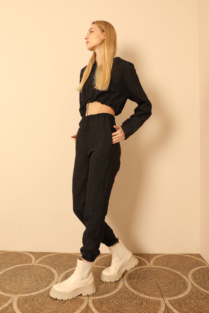 KKT Jakar Fabric Onion Pattern Women Sweatpants-Black - Toluca