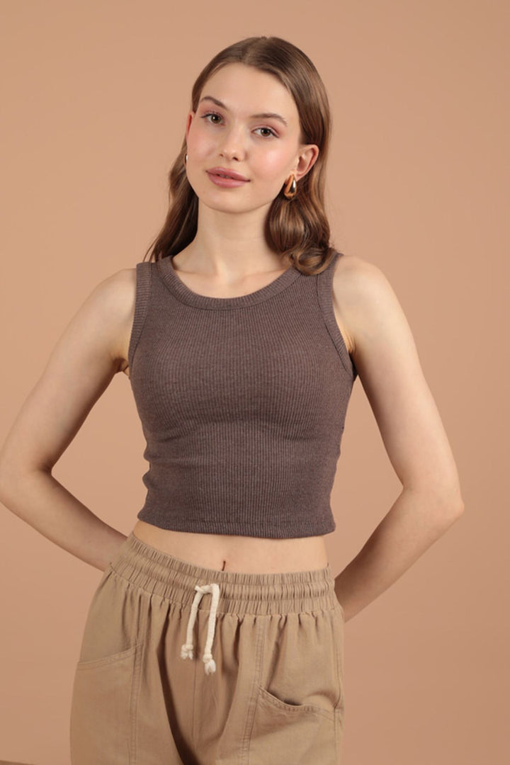 KKT Camisole Fabric Halter Neck Women's Blouse-Brown - Monrovia