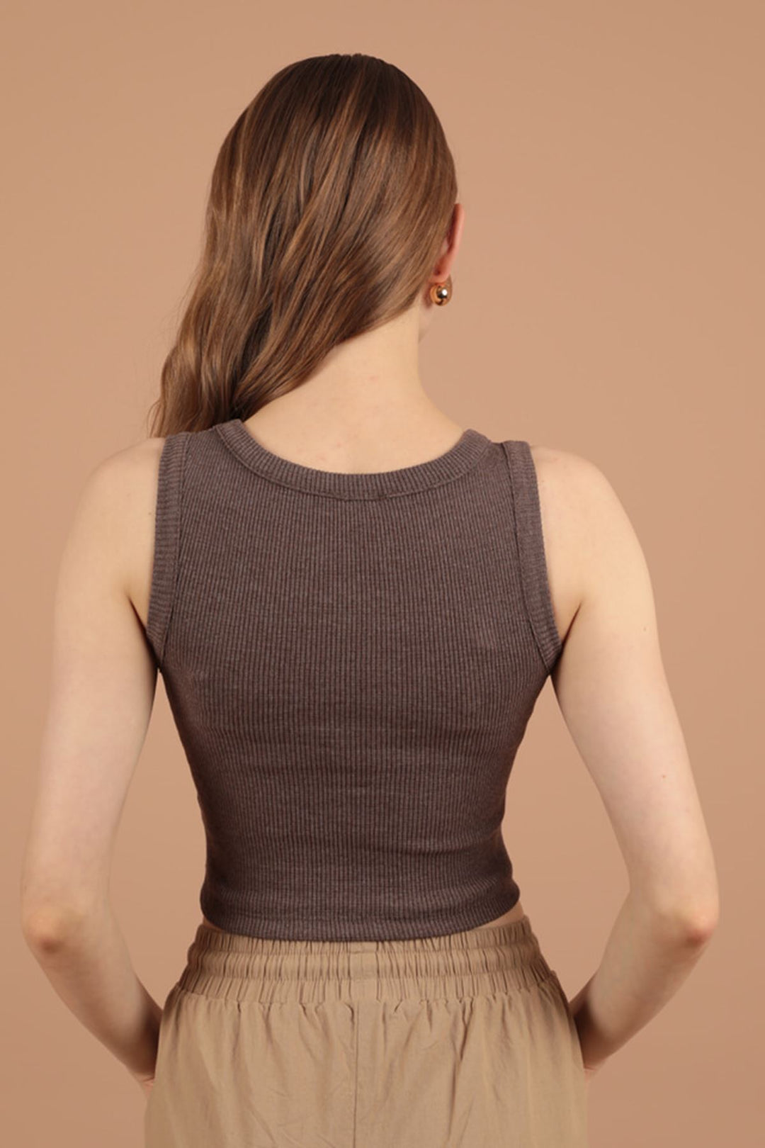 KKT Camisole Fabric Halter Neck Women's Blouse-Brown - Monrovia