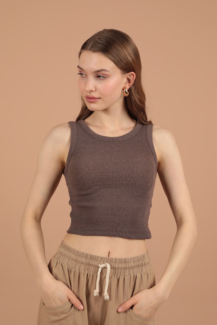 KKT Camisole Fabric Halter Neck Women's Blouse-Brown - Monrovia