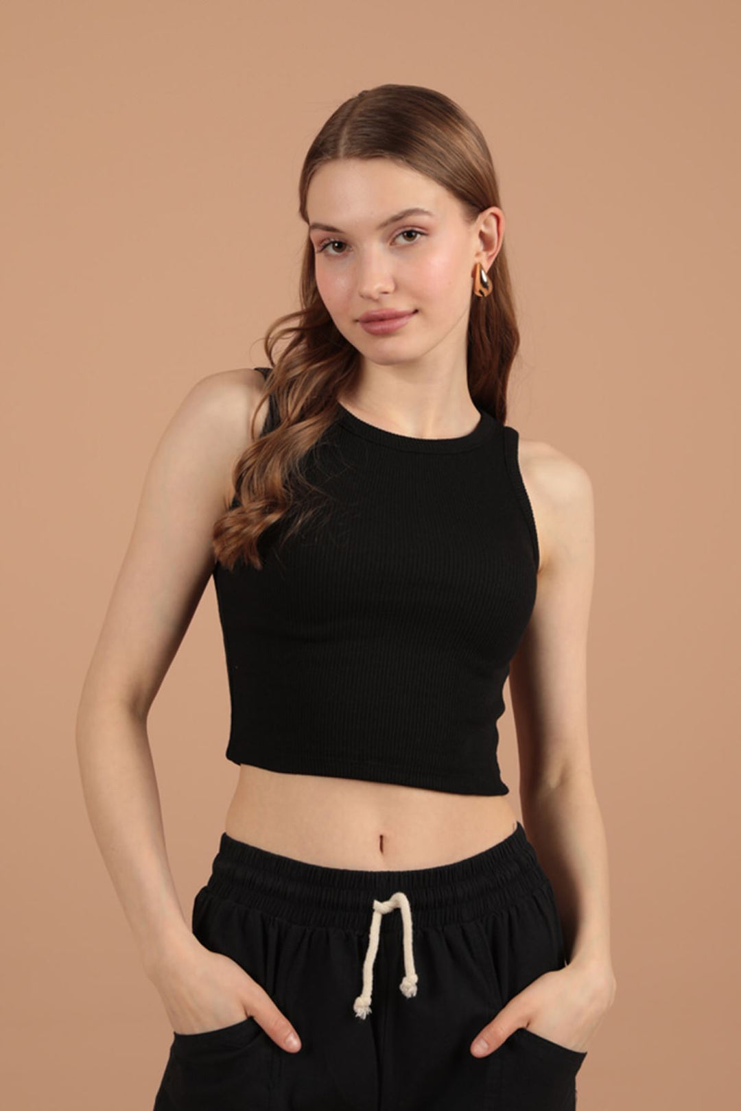 KKT Camisole Fabric Halter Neck Women's Blouse-Black - Mykolaiv