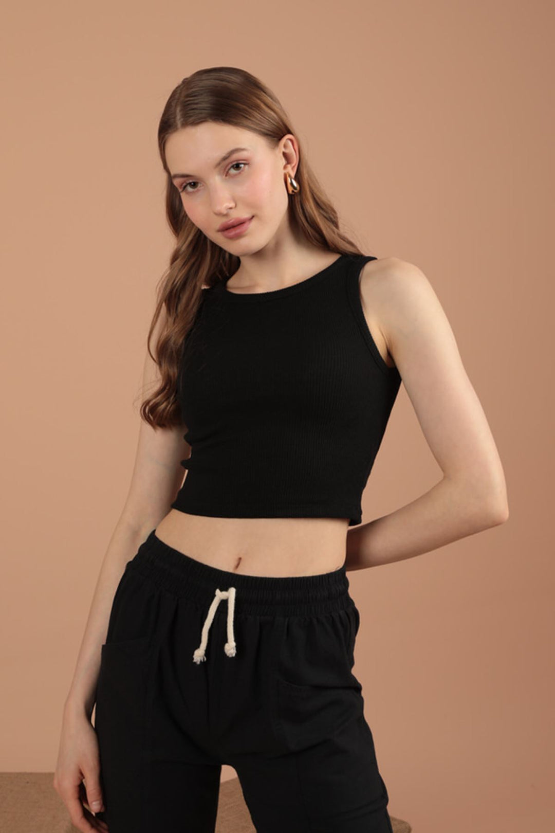 KKT Camisole Fabric Halter Neck Women's Blouse-Black - Mykolaiv