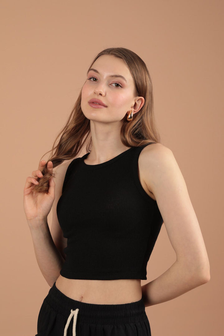KKT Camisole Fabric Halter Neck Women's Blouse-Black - Mykolaiv