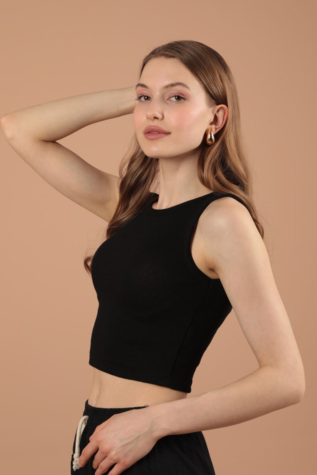 KKT Camisole Fabric Halter Neck Women's Blouse-Black - Mykolaiv