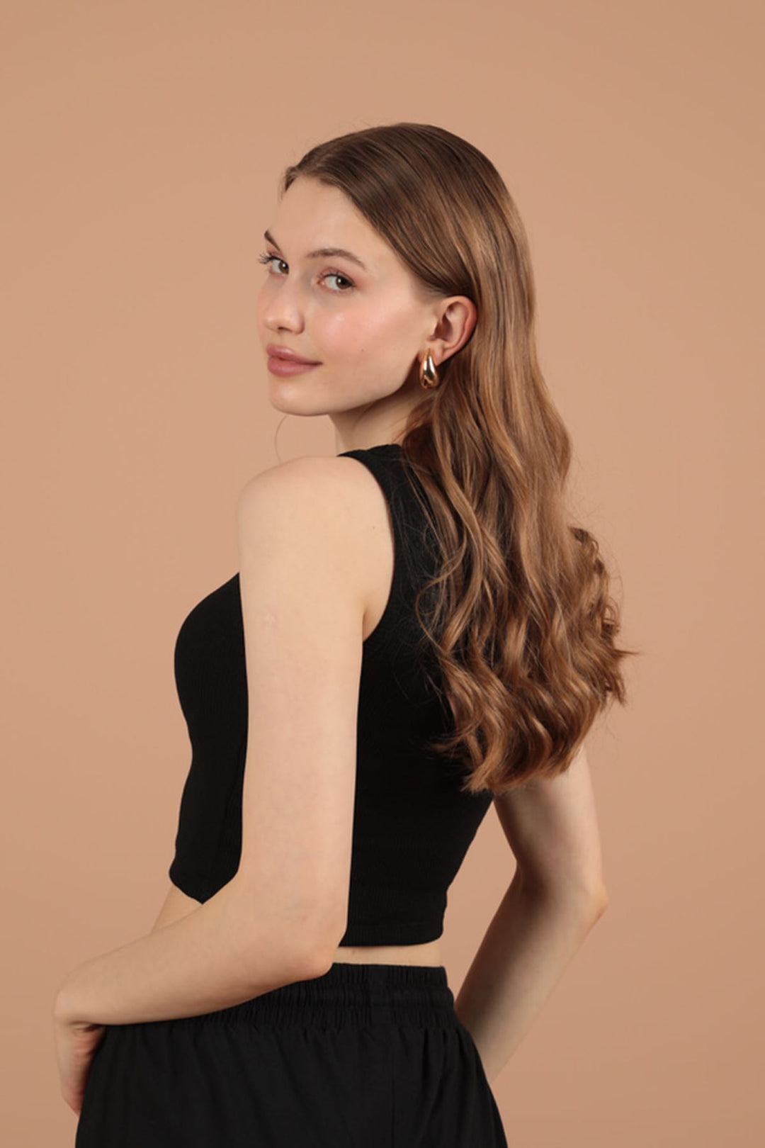 KKT Camisole Fabric Halter Neck Women's Blouse-Black - Mykolaiv