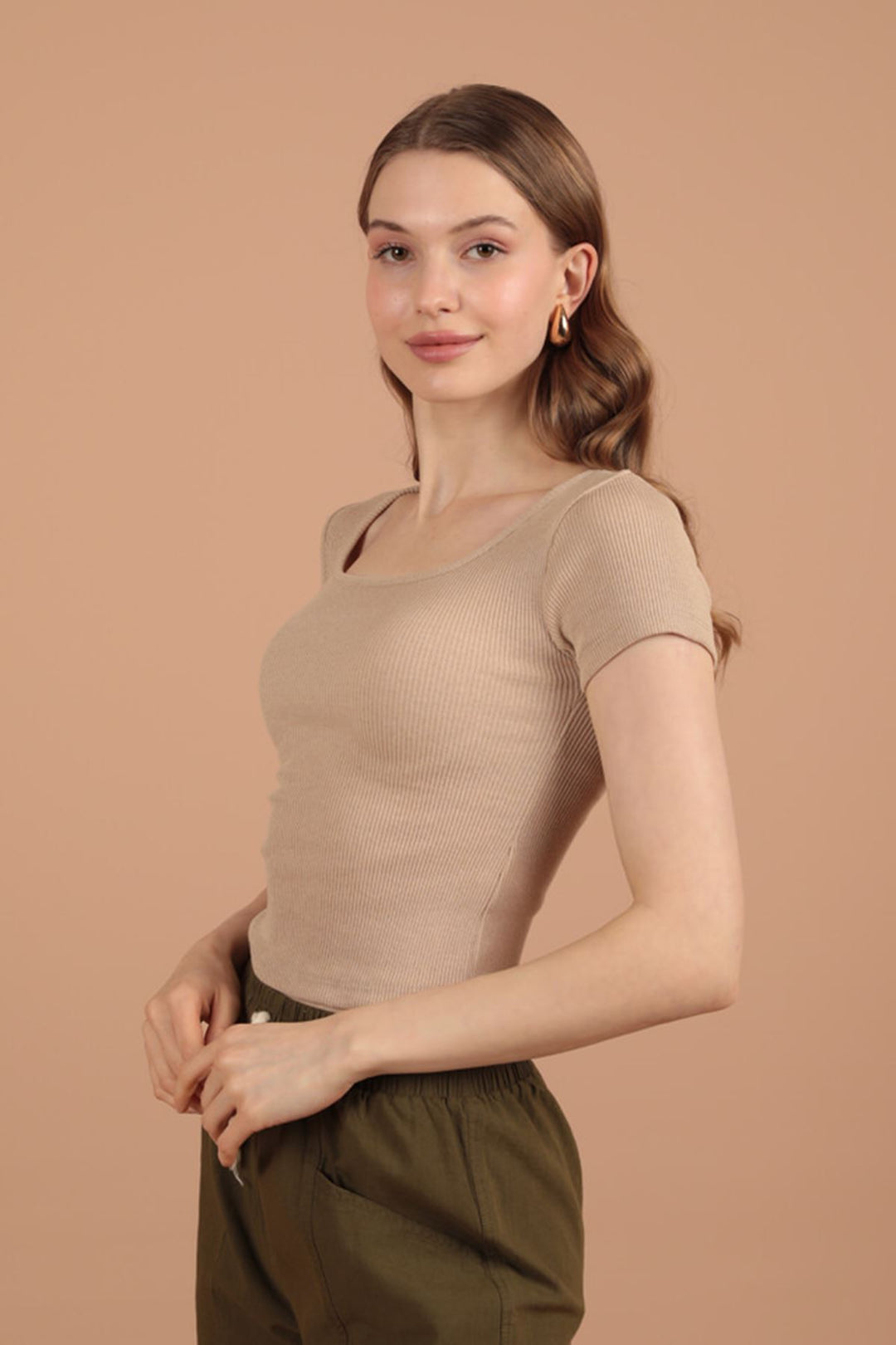KKT Camisole Fabric Square Collar Women's Blouse-Beige - Ratingen