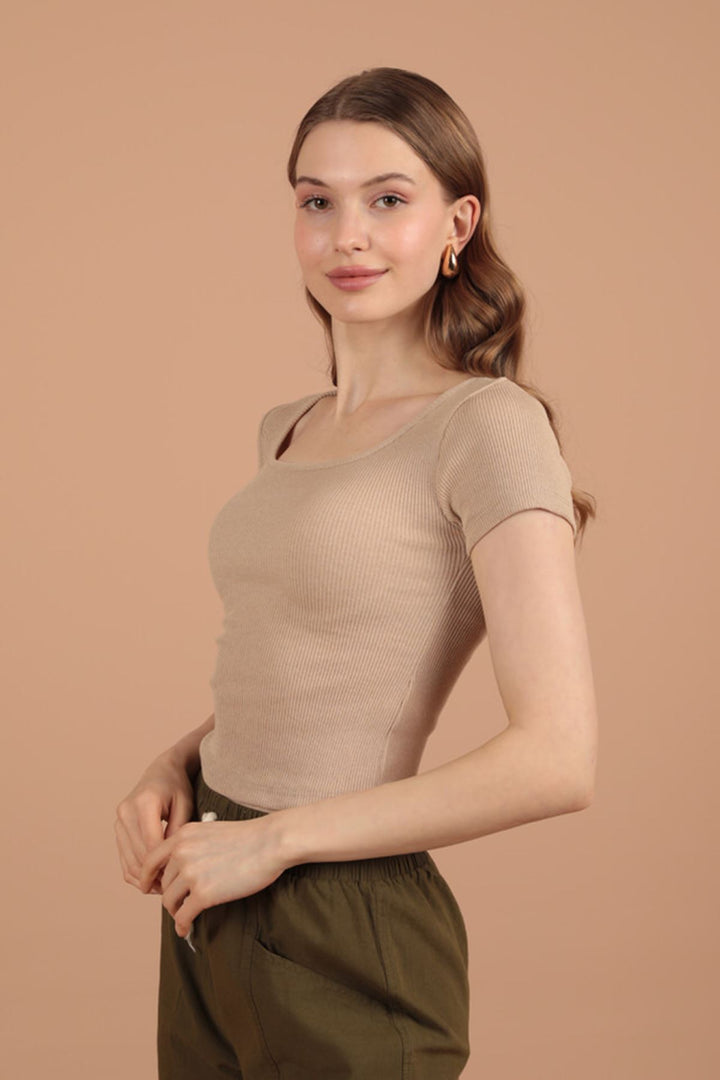 KKT Camisole Fabric Square Collar Women's Blouse-Beige - Ratingen