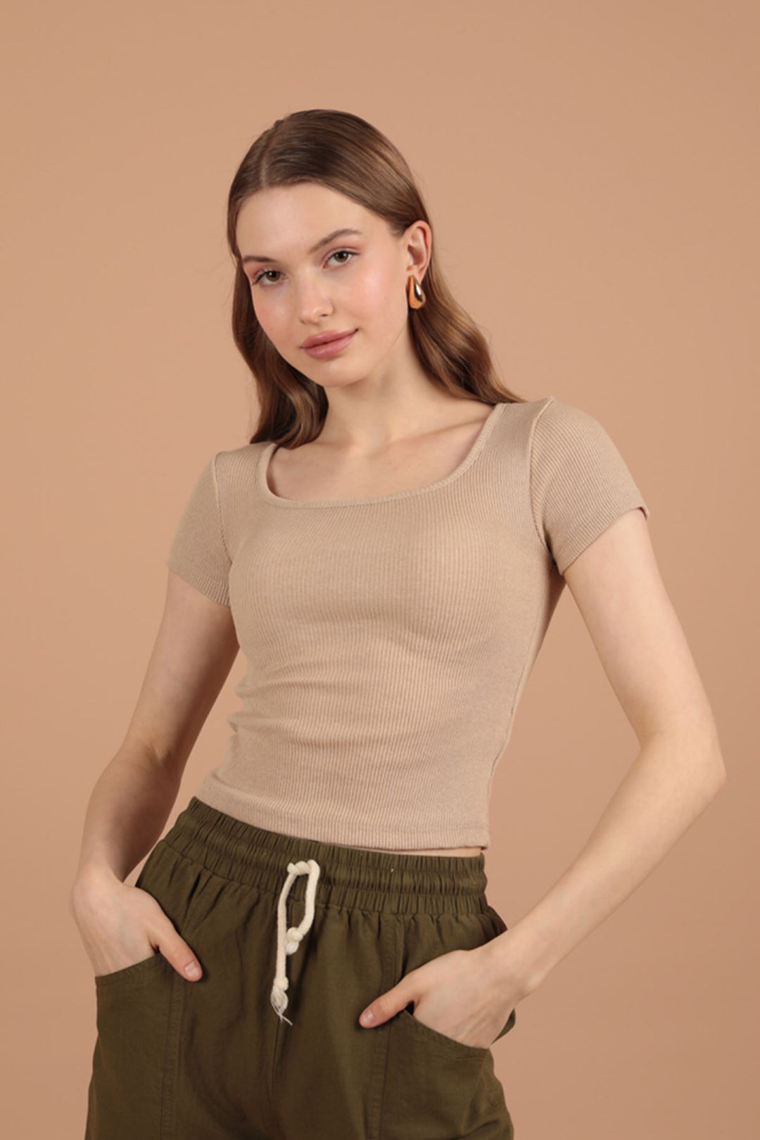 KKT Camisole Fabric Square Collar Women's Blouse-Beige - Ratingen