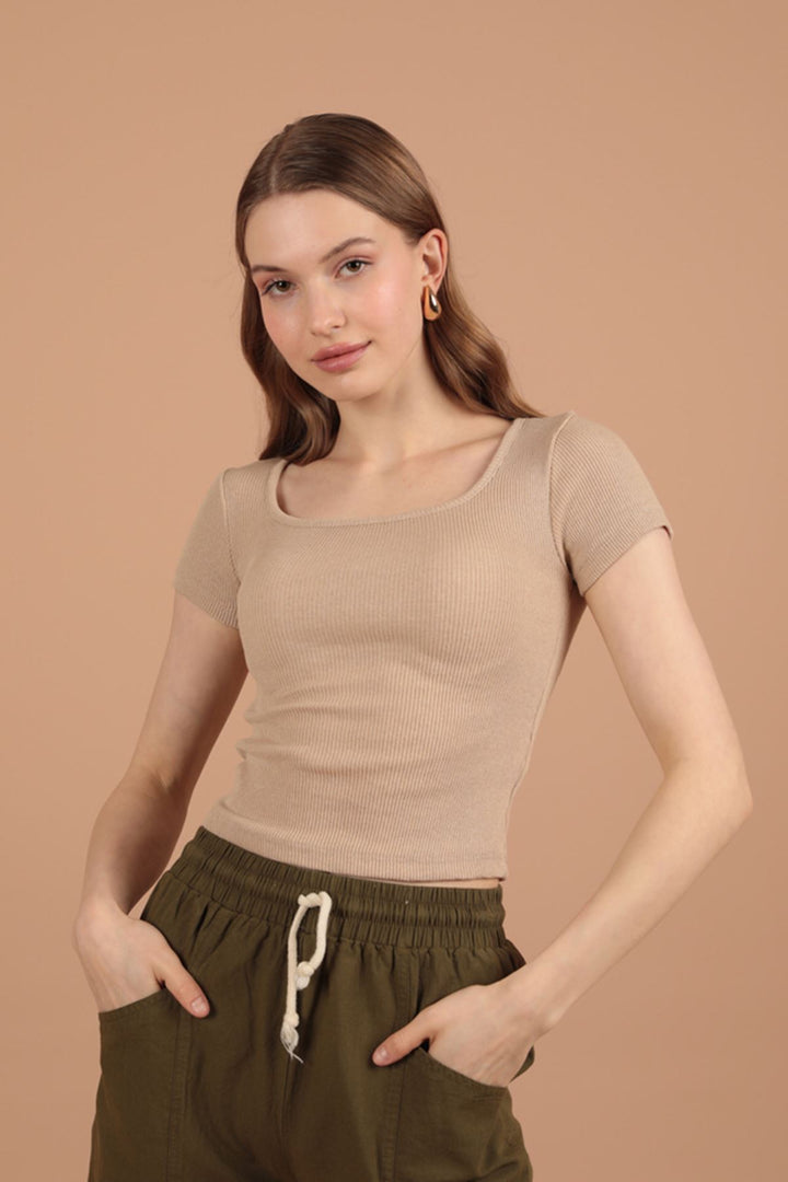 KKT Camisole Fabric Square Collar Women's Blouse-Beige - Ratingen