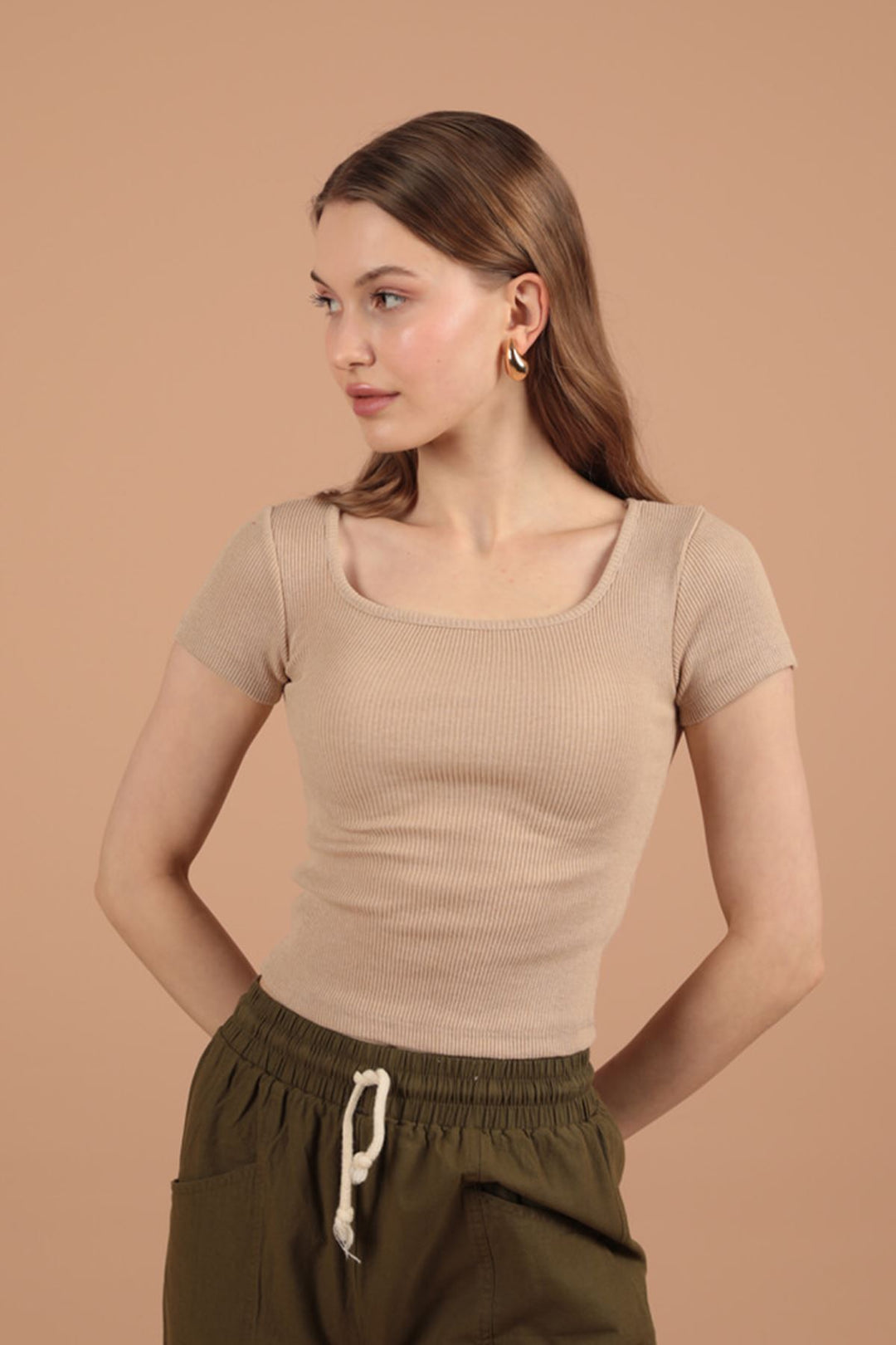 KKT Camisole Fabric Square Collar Women's Blouse-Beige - Ratingen
