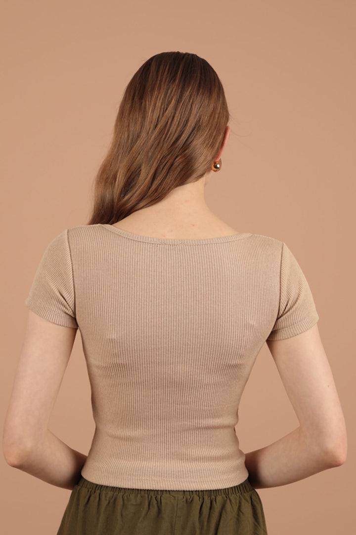 KKT Camisole Fabric Square Collar Women's Blouse-Beige - Ratingen