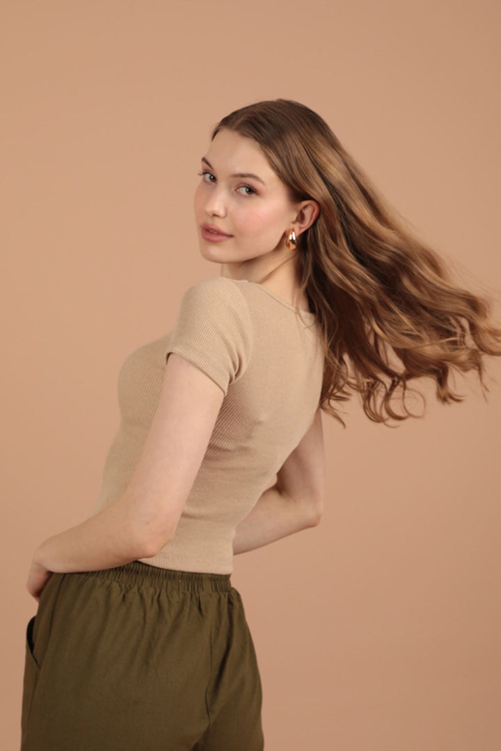 KKT Camisole Fabric Square Collar Women's Blouse-Beige - Ratingen