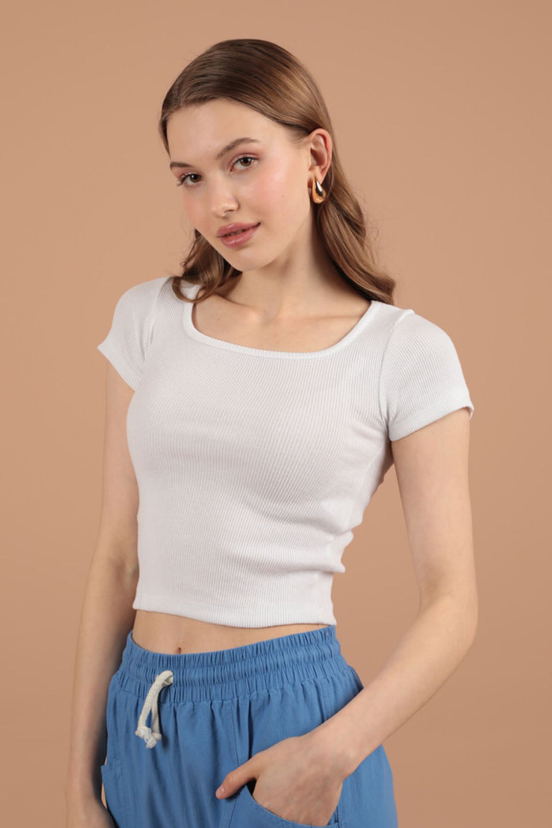 KKT Camisole Fabric Square Collar Women's Blouse-Ecru - Warner Robins