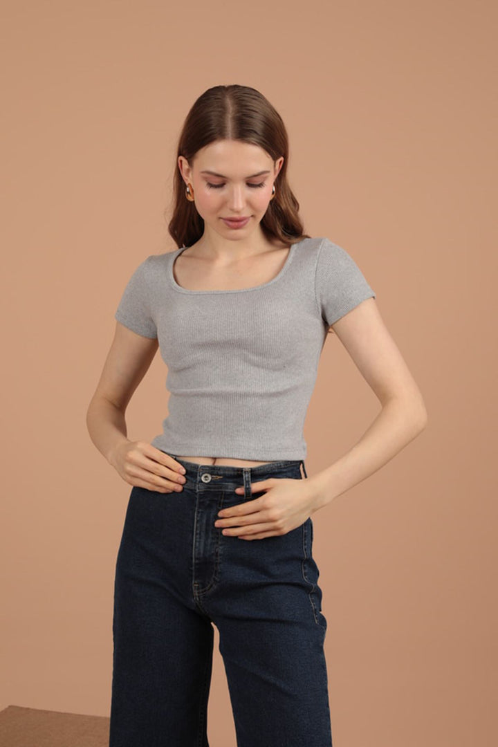 KKT Camisole Fabric Square Collar Women's Blouse-Grey - Lugo