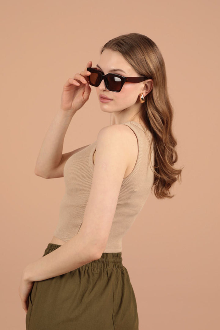 KKT Camisole Fabric Halter Neck Women's Blouse-Beige - Saanich