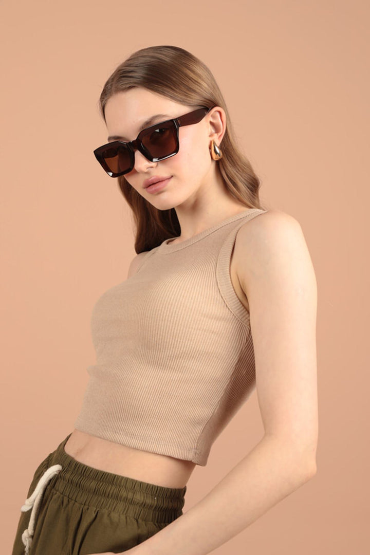 KKT Camisole Fabric Halter Neck Women's Blouse-Beige - Saanich