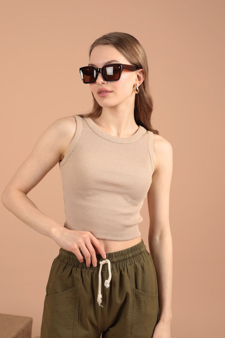 KKT Camisole Fabric Halter Neck Women's Blouse-Beige - Saanich