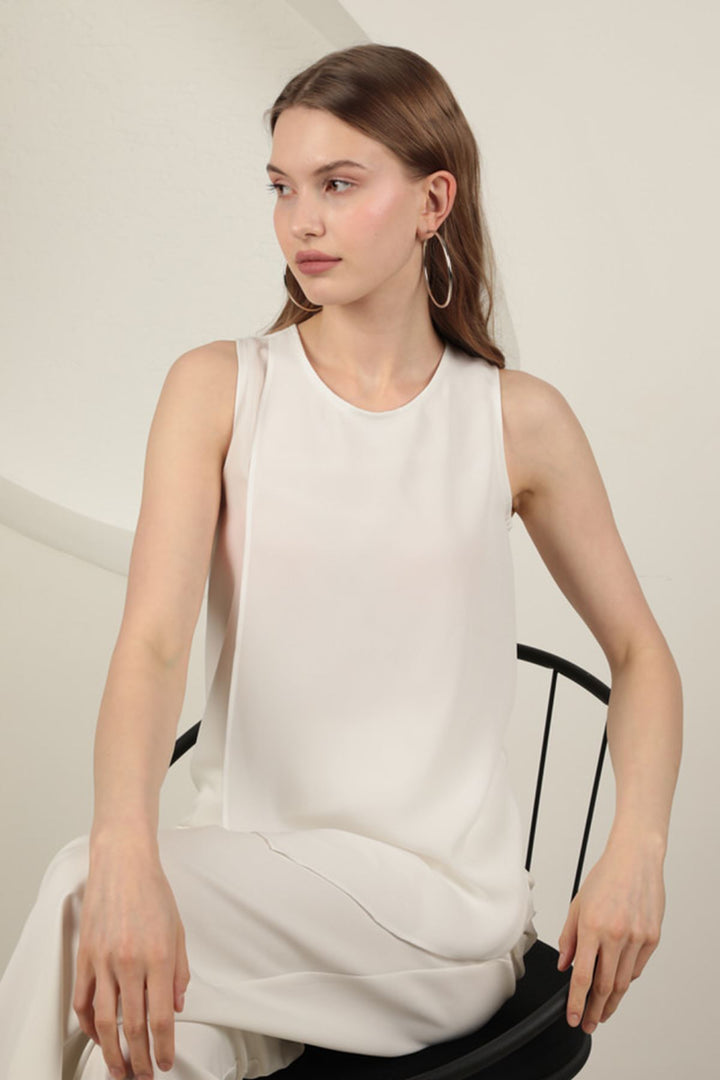 KKT Crepe Fabric Aller Women's Blouse-Ecru - Bletchley