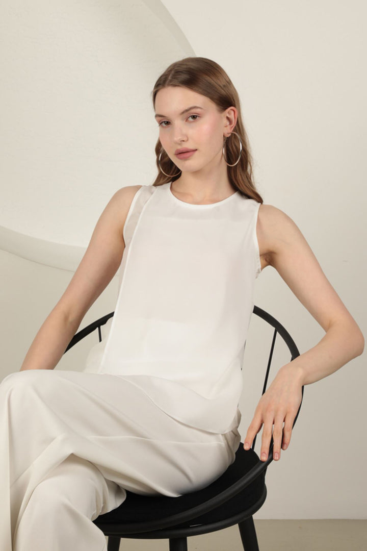 KKT Crepe Fabric Aller Women's Blouse-Ecru - Bletchley