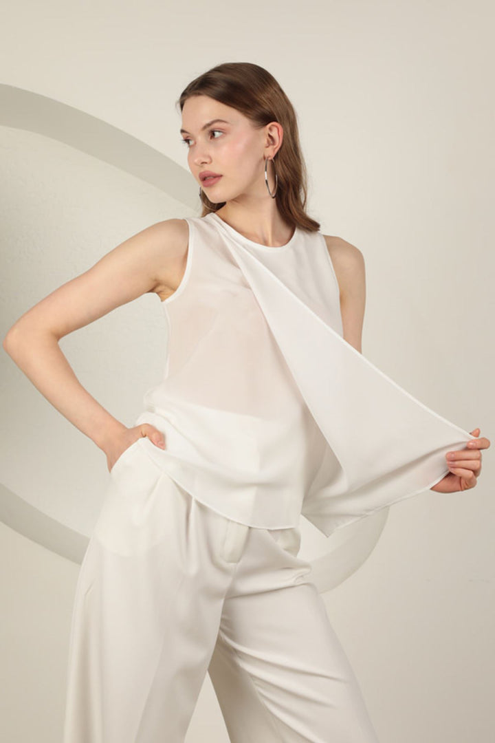 KKT Crepe Fabric Aller Women's Blouse-Ecru - Bletchley