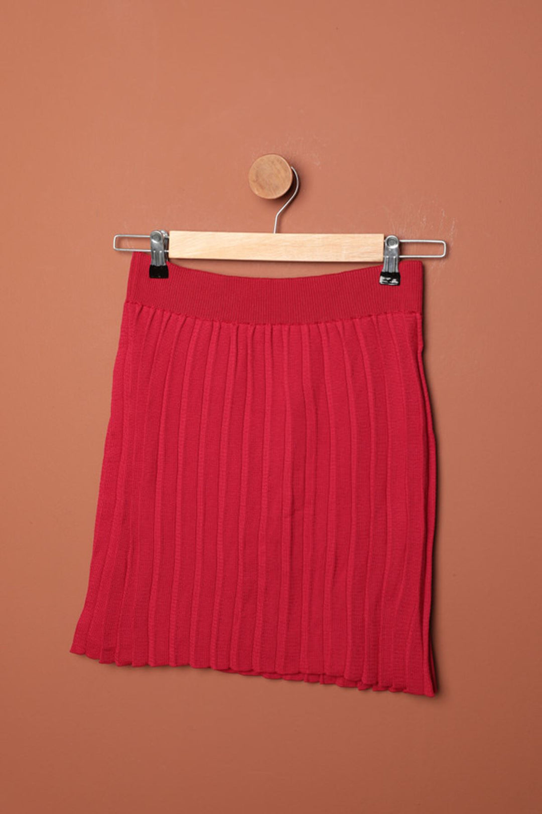 KKT Knitwear Women's Pleated Skirt-Red - Brescia