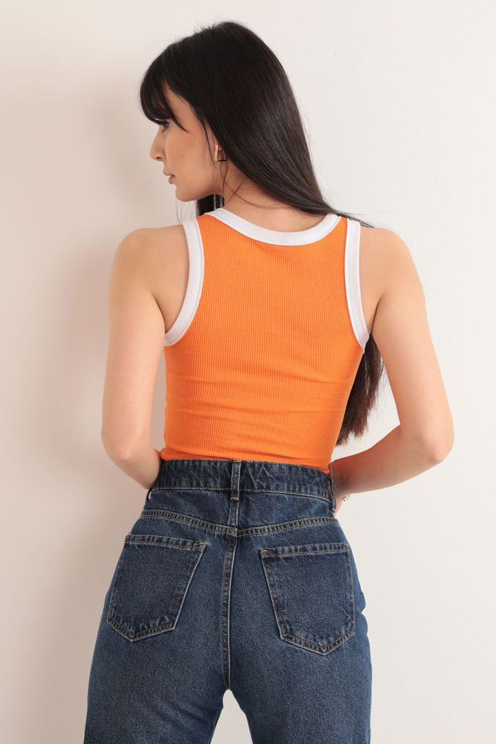KKT Camisole Fabric Halter Collar Women's Blouse-Orange - Saguenay