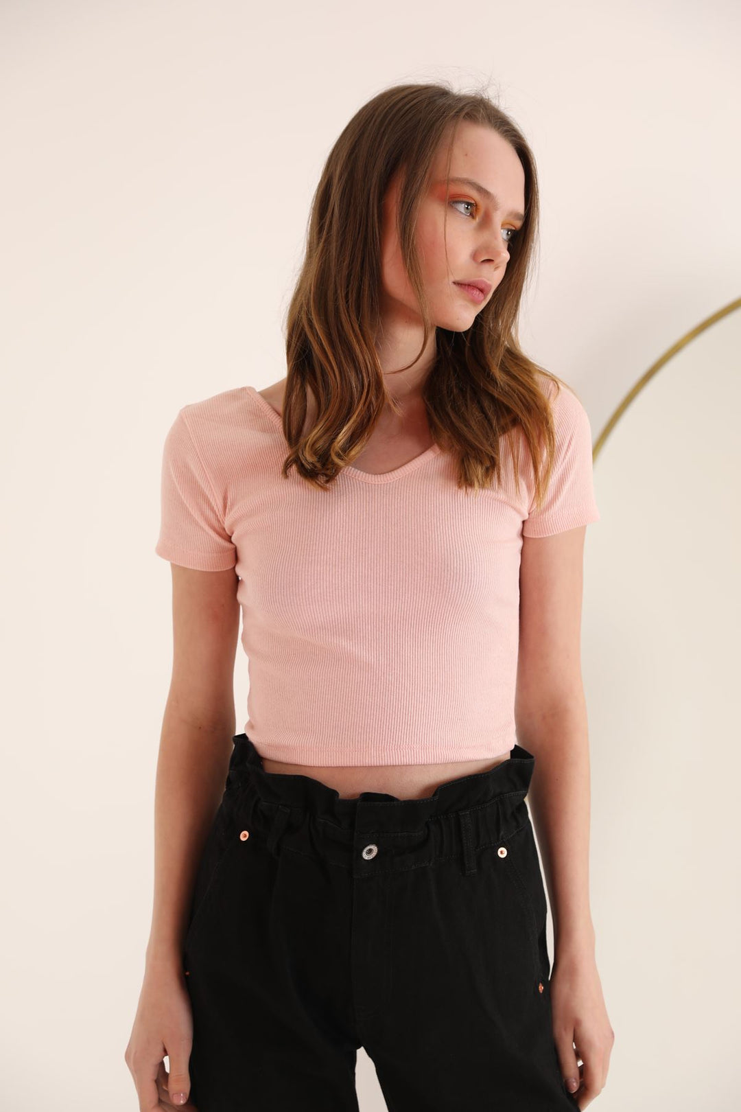 KKT Camisole Fabric V-Neck Detailed Women's Blouse-Light Pink - Lozova