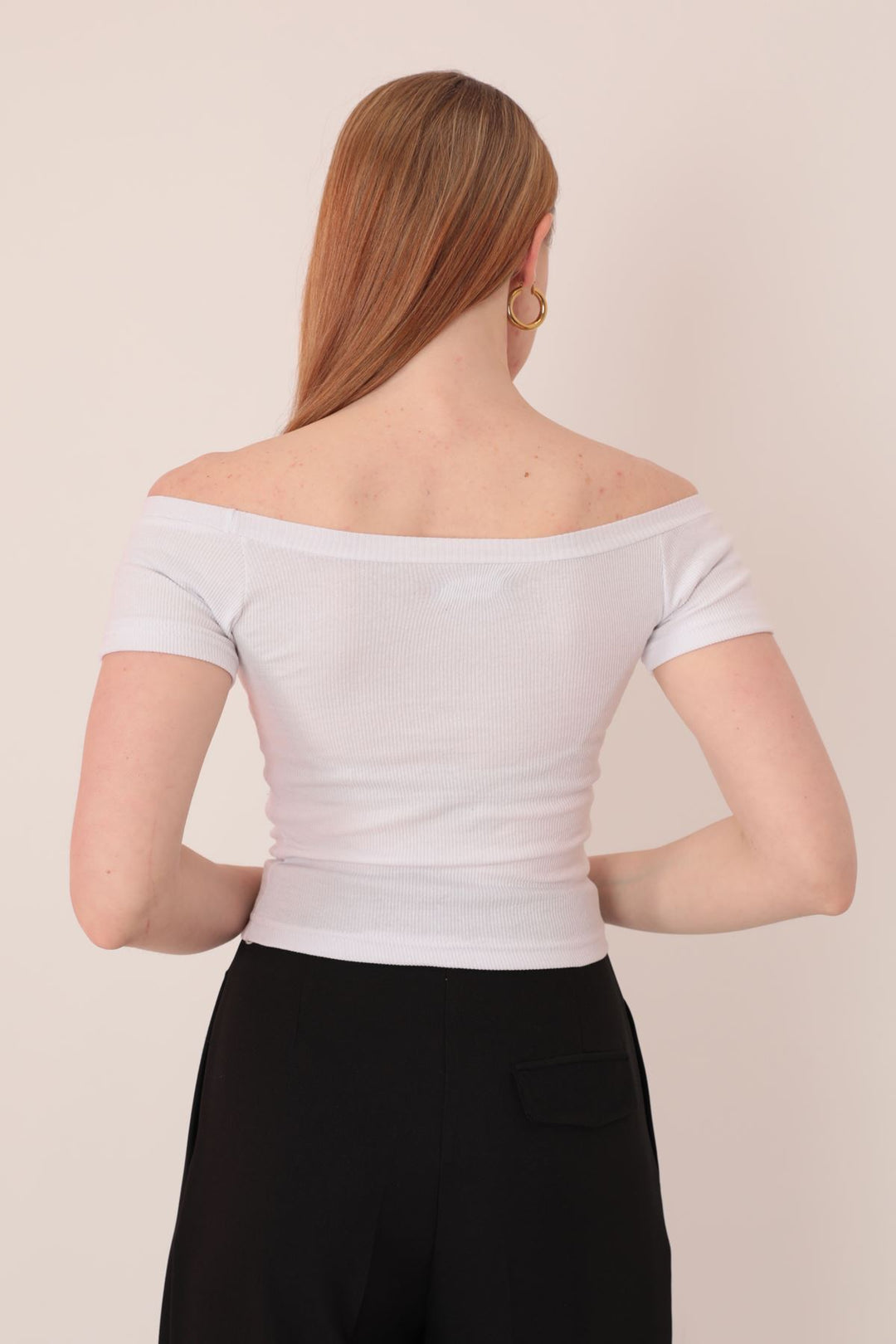 KKT Camisole Fabric Madonna Collar Women's Blouse-Ecru - Santiago Tianguistenco