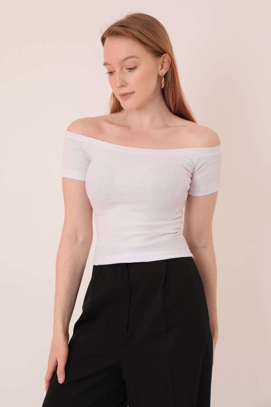 KKT Camisole Fabric Madonna Collar Women's Blouse-Ecru - Santiago Tianguistenco