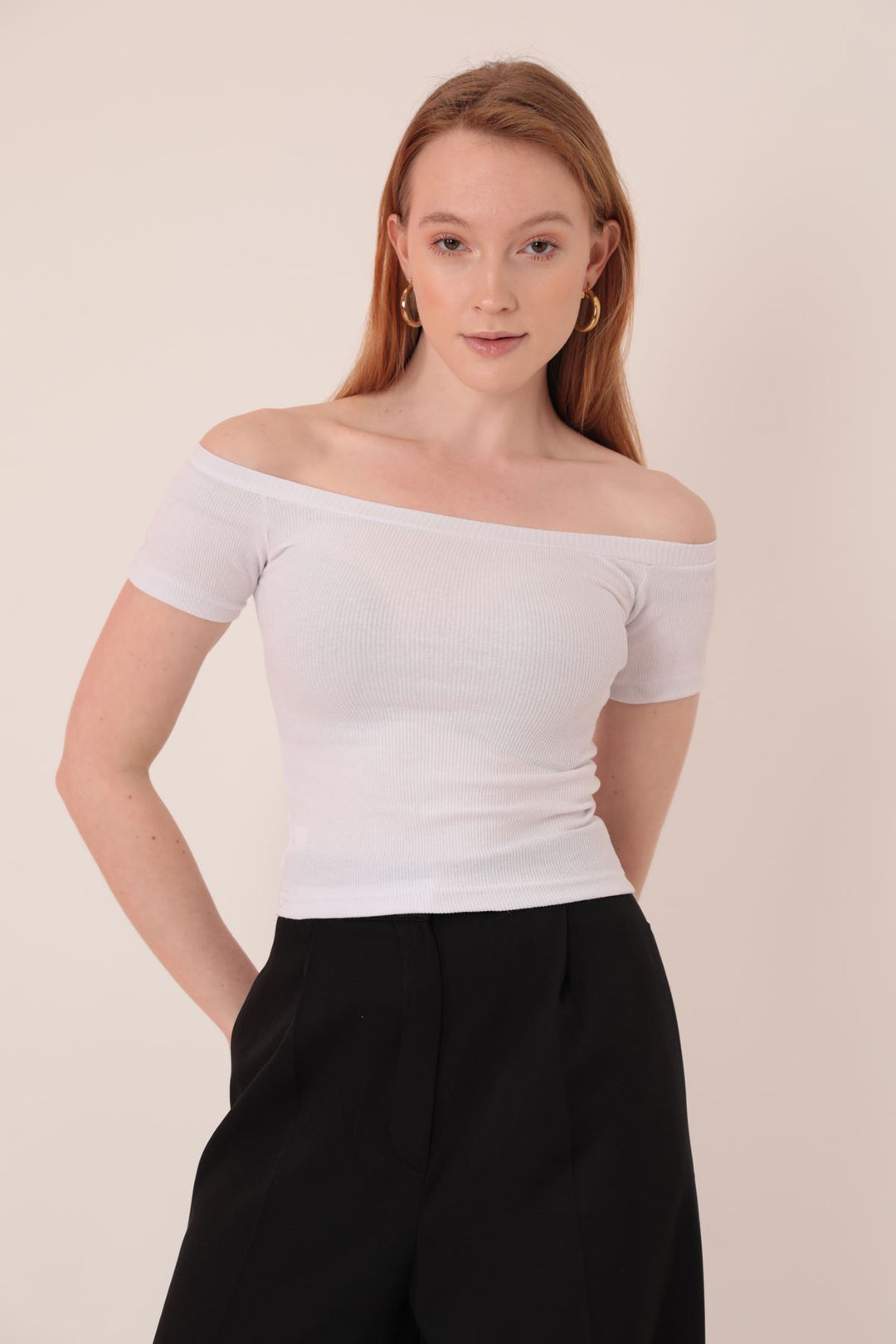 KKT Camisole Fabric Madonna Collar Women's Blouse-Ecru - Santiago Tianguistenco