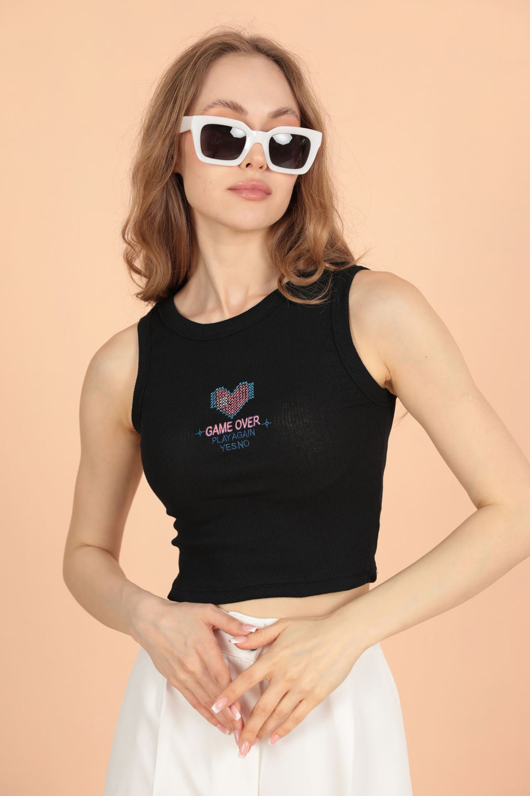 KKT Game Over Embroidered Women's Blouse-Black - Torrelavega