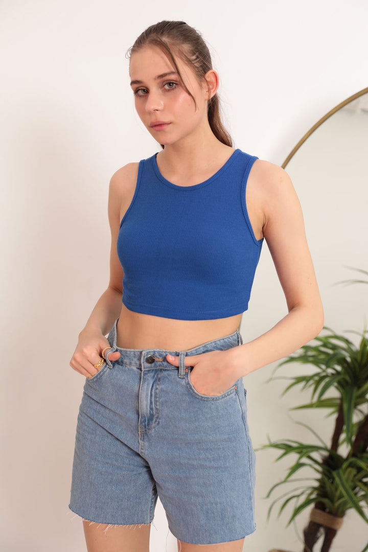 KKT Camisole Fabric Sleeveless Women's Blouse-Sax - Guildford