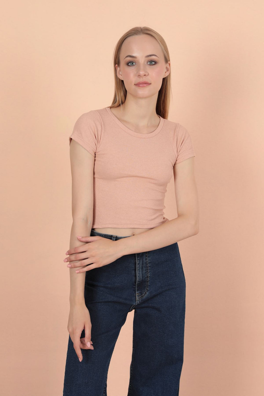 KKT Camisole Fabric Short Sleeve Basic Women's Blouse-Light Pink - Simi Valley