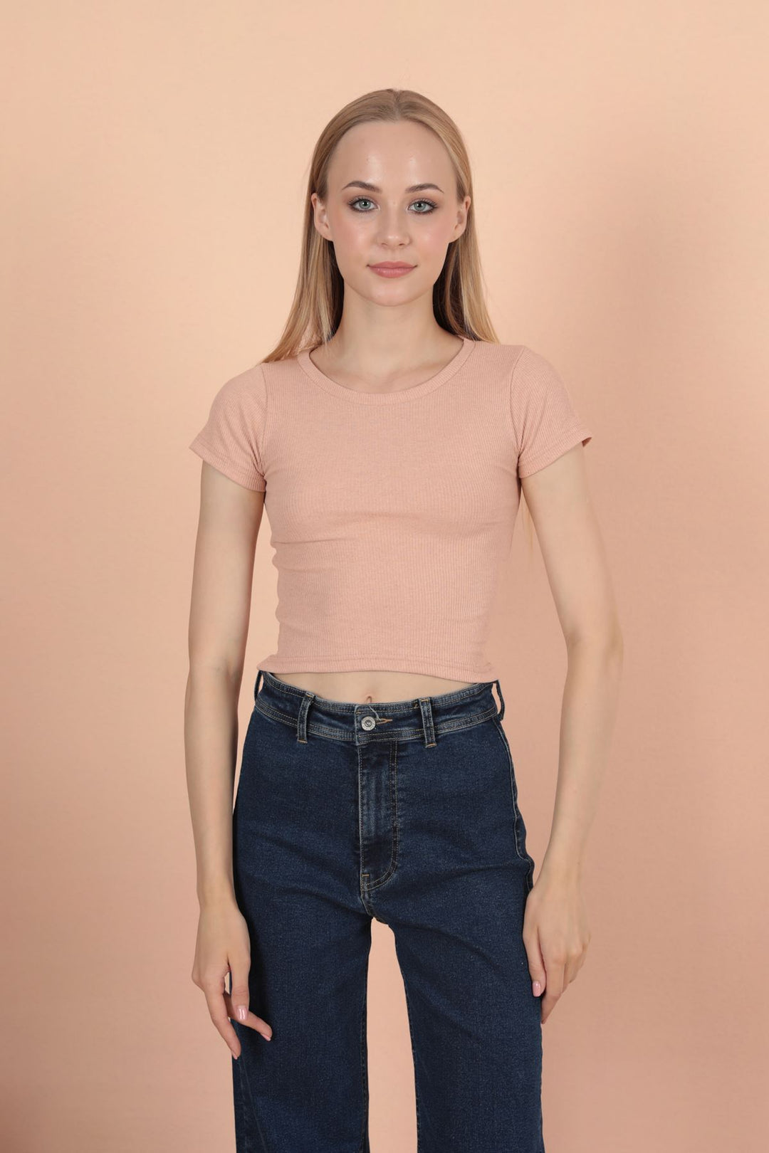 KKT Camisole Fabric Short Sleeve Basic Women's Blouse-Light Pink - Simi Valley