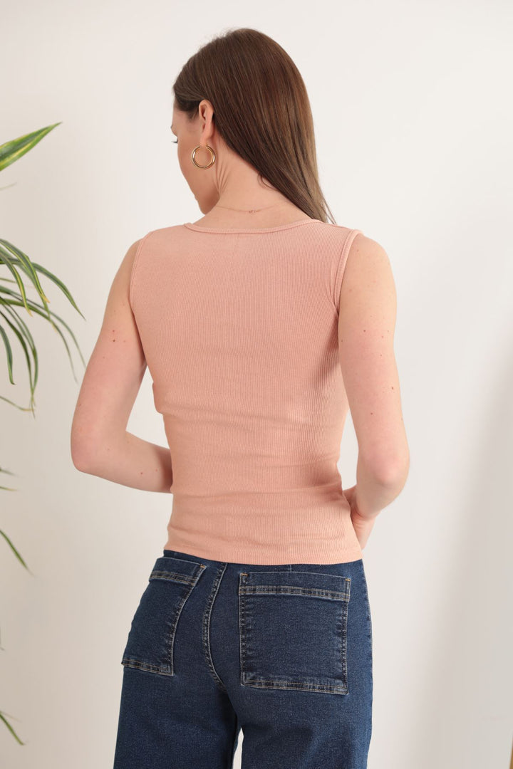 KKT Camisole Fabric U Neck Women's Blouse-Light Pink - San Antonio Enchisi