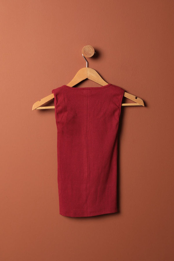 KKT Camisole Fabric U Neck Women's Blouse-Burgundy - San Buenaventura