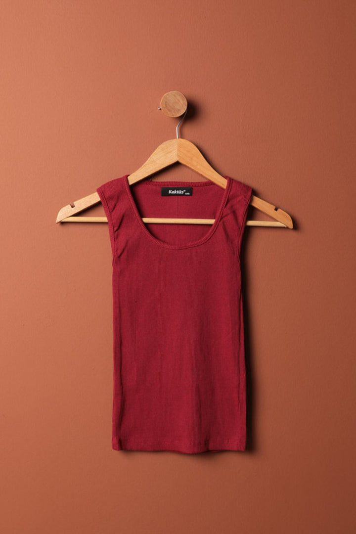 KKT Camisole Fabric U Neck Women's Blouse-Burgundy - San Buenaventura