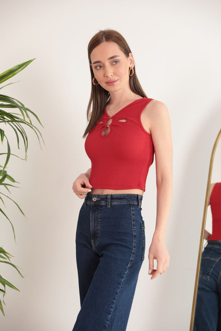 KKT Camisole Fabric Women's Blouse-Red - Lexington