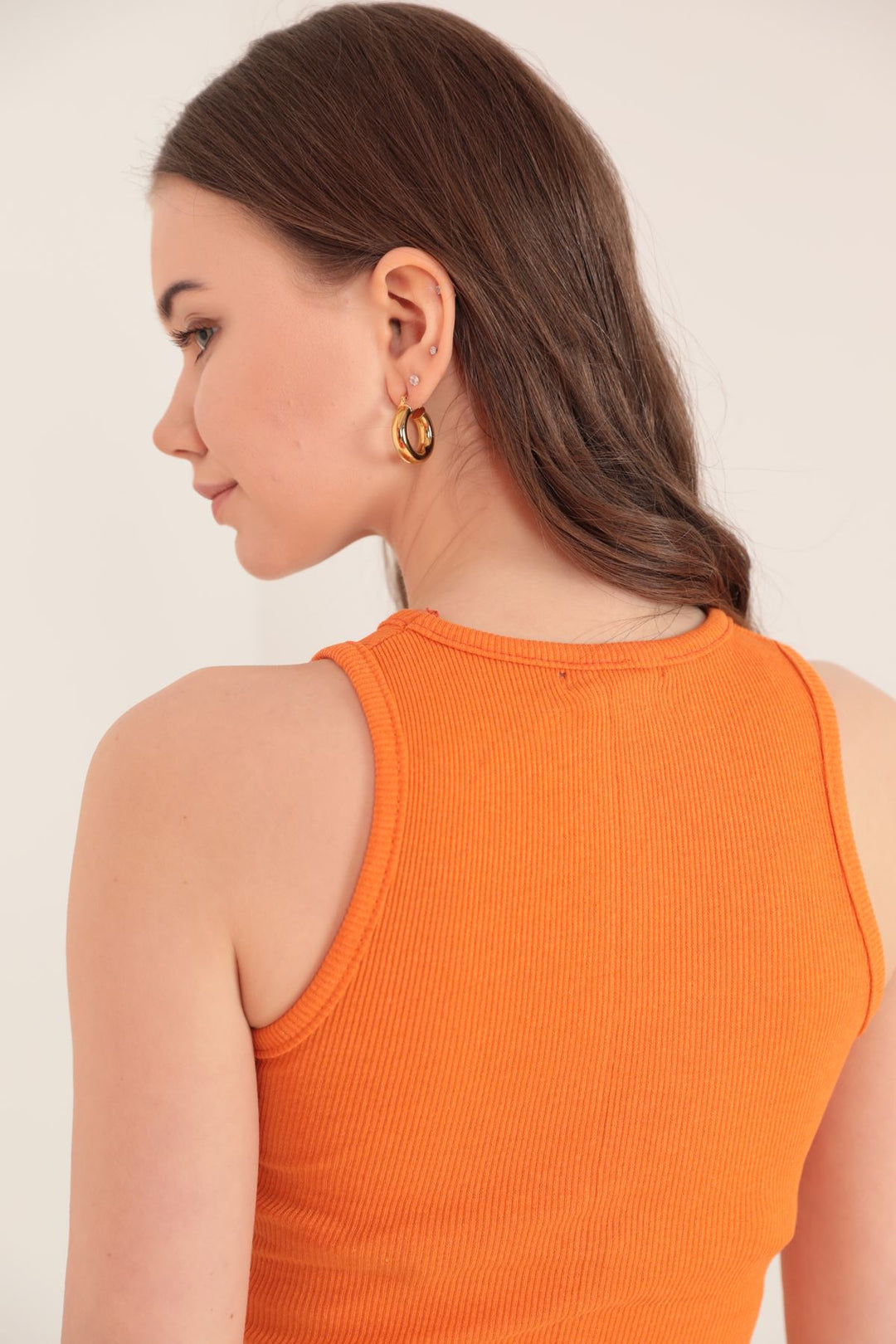 KKT Camisole Fabric Halter Collar Women's Blouse-Orange - Aguadilla