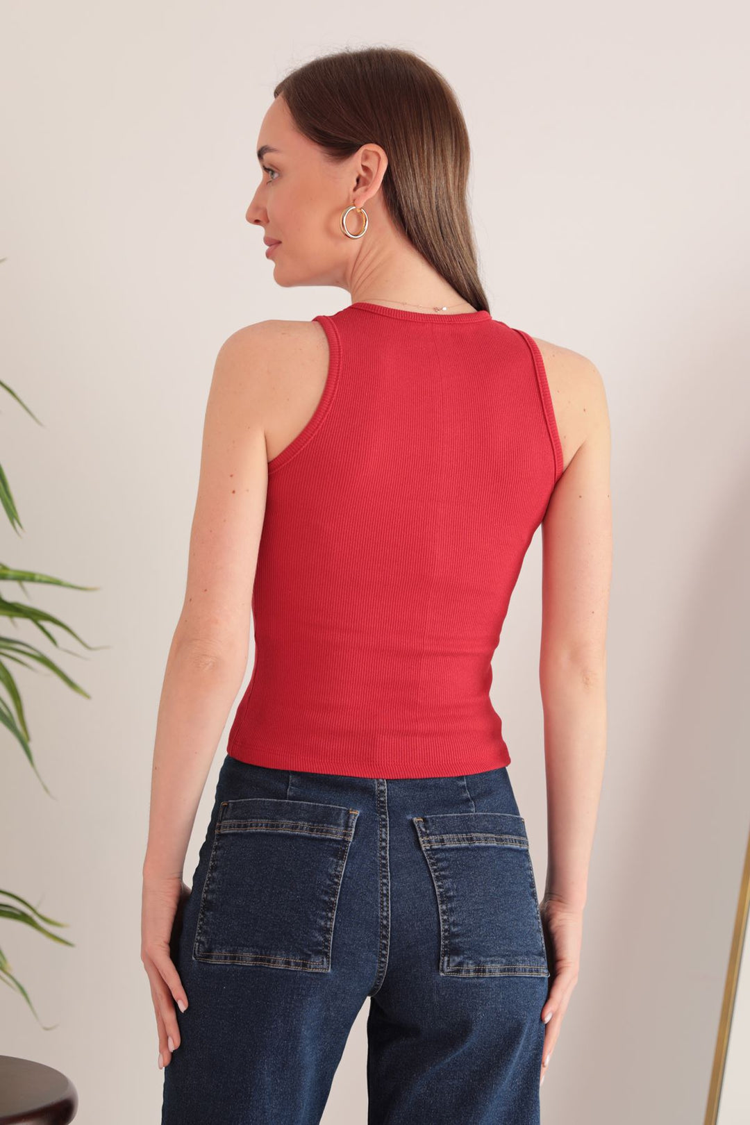 KKT Camisole Fabric Halter Collar Women's Blouse-Red - Iesi