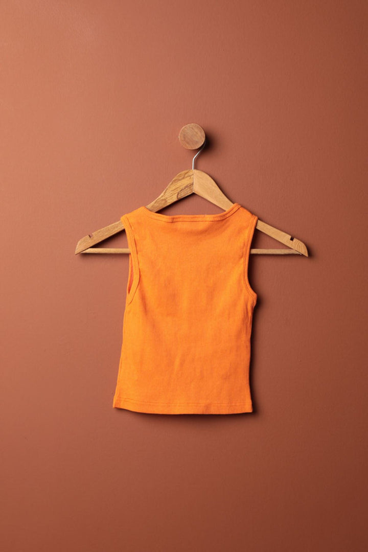 KKT Camisole Fabric Piping Crew Neck Sleeveless Women's Blouse-Orange - Veracruz