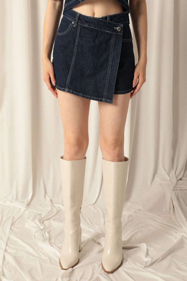 KKT Denim Fabric Women Navy Blue Skirt Shorts - Châteauroux