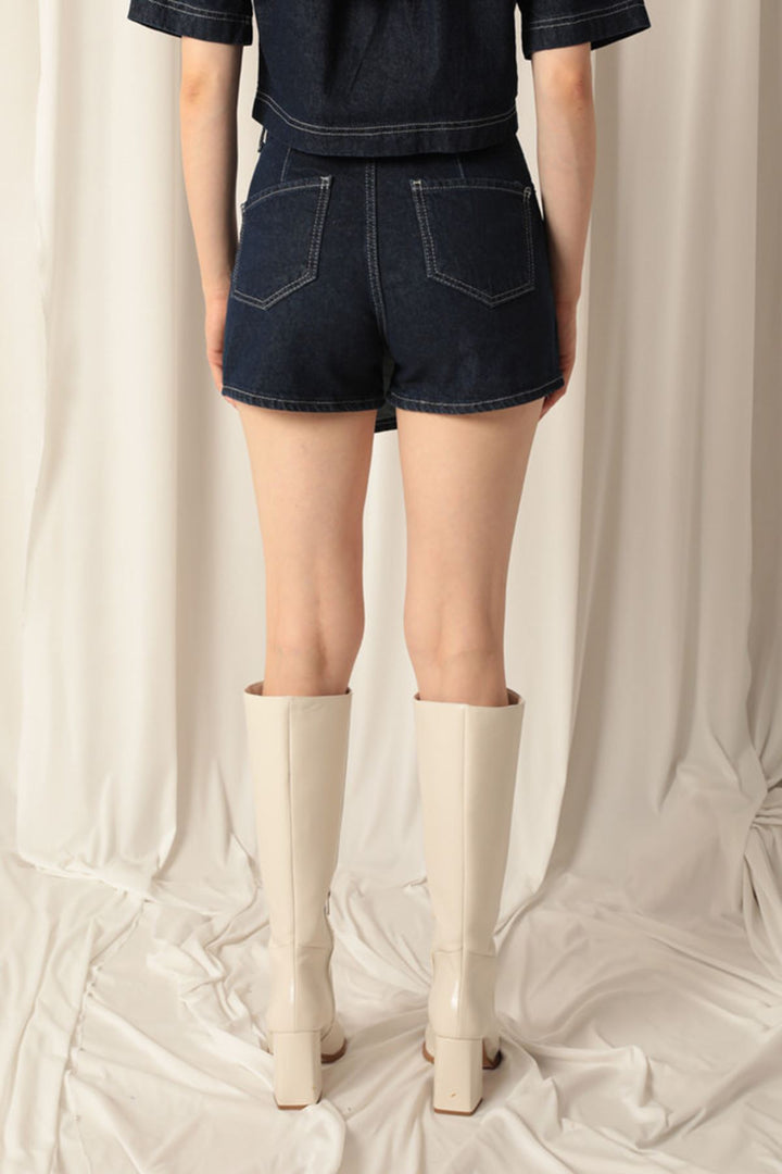 KKT Denim Fabric Women Navy Blue Skirt Shorts - Châteauroux