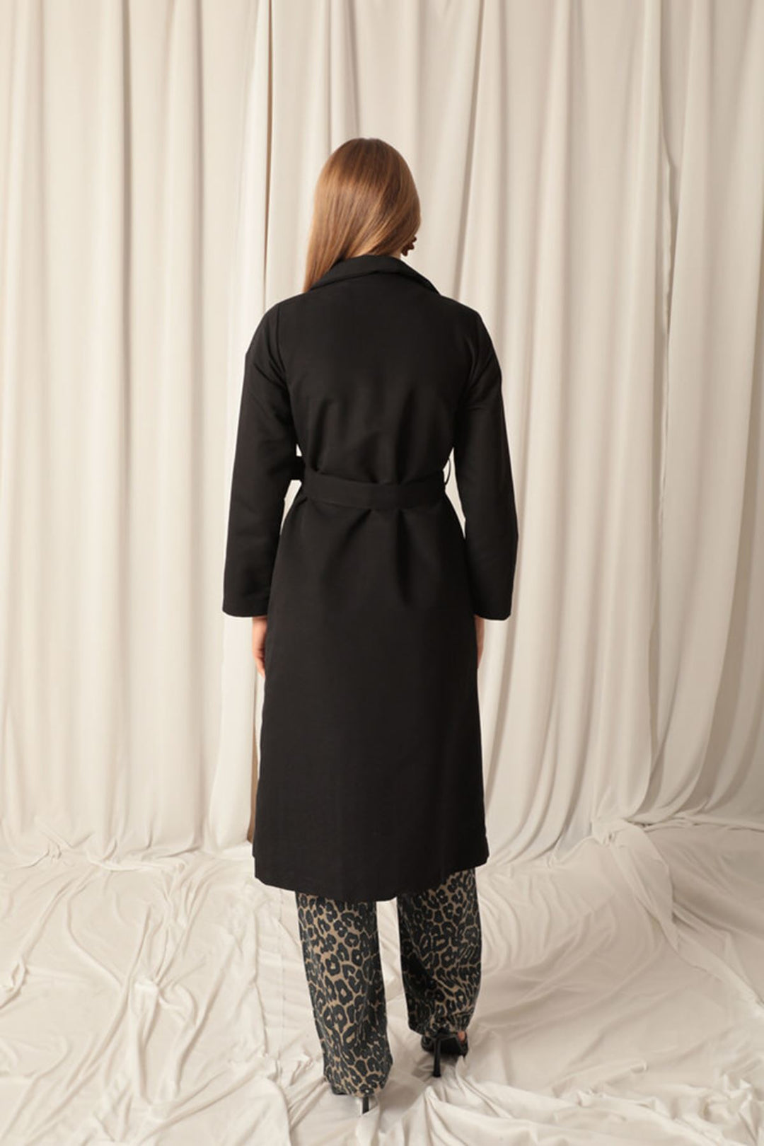 KKT Torino Fabric Liquid Proof Maxi Length Women's Black Trench Coat - Long Beach