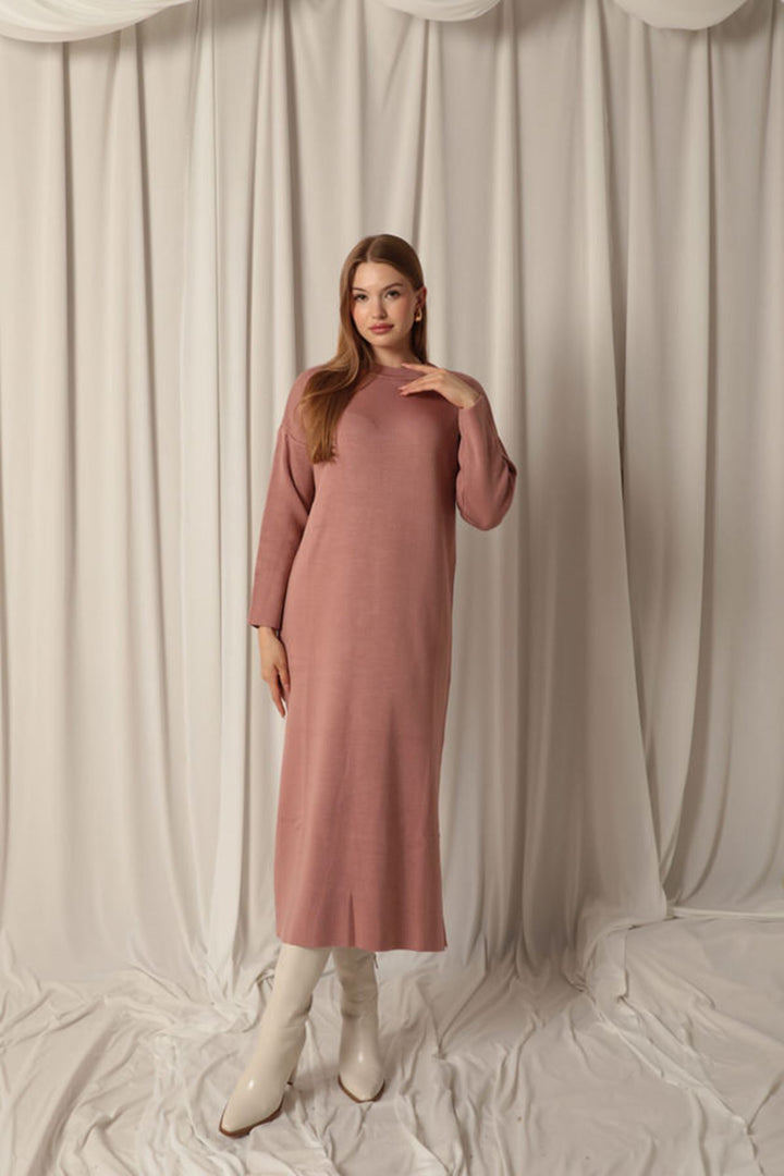 KKT Knit Fabric Turtleneck Rose Dress - Hallandale Beach