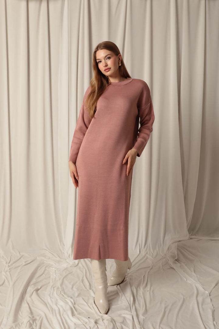 KKT Knit Fabric Turtleneck Rose Dress - Hallandale Beach