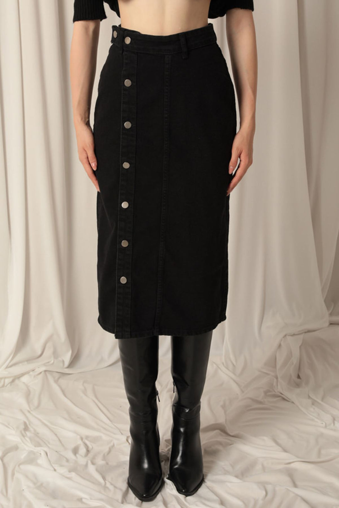 KKT Denim Fabric Women's Black Skirt - Ilford